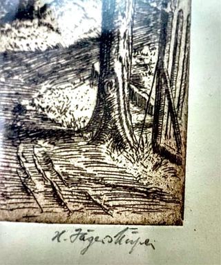 Antiguo grabado/aguafuerte Hans Jäger Küper