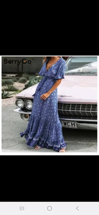 Vestido BerryGo Estampado Azul Talla Única