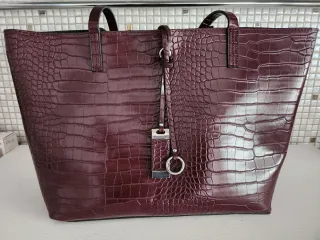 Borsa effetto coccodrillo marrone/viola