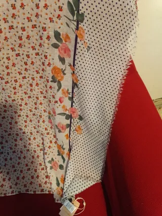 Foulard donna fantasia floreale e pois blu nuovo