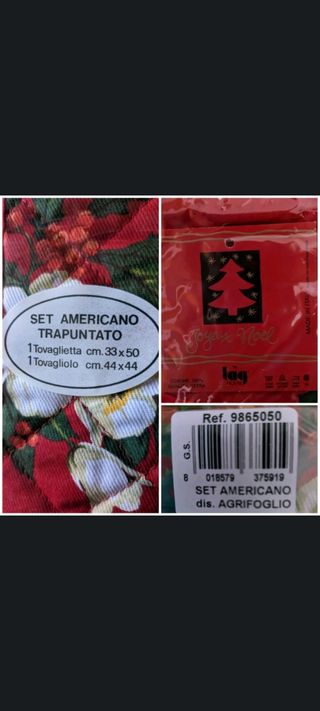 Coppia set americani natalizi  trapuntati, nuovi