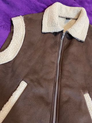 Chaleco borreguito marrón y beige