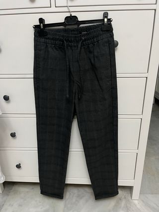 Pantalón de cuadros gris hombre