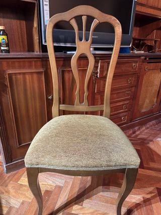 Mesa extensible y 6 sillas madera