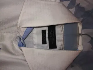 Camisa Zara Man Blanca Dibujo Brillante Talla M