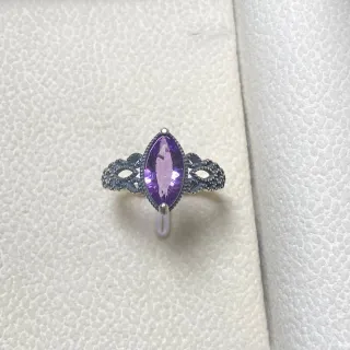 Anillo Plata Amatista Natural Marquise