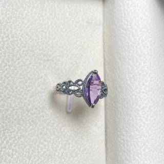Anillo Plata Amatista Natural Marquise