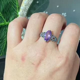 Anillo Plata Amatista Natural Marquise