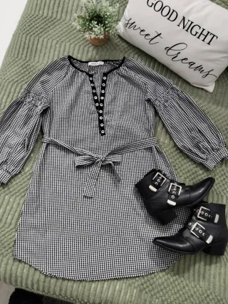 Vestido cuadros vichy negro y blanco