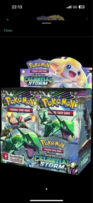 Caja Sobres Pokémon Sol y Luna Tormenta Celestial