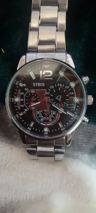 Reloj Deyros Hombre Negro y Plateado