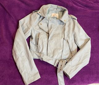 Chaqueta Biker Cuero Turquesa