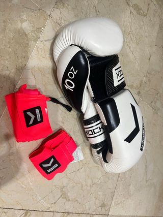 Guantes Boxeo 10 oz + Vendas Neón