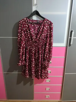 Vestido midi estampado manga larga