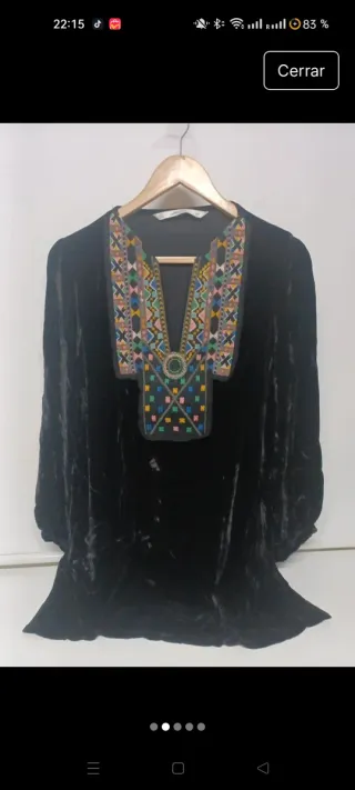 Vestido Zara Terciopelo Bordado Talla M-L