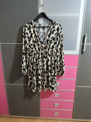 Vestido midi estampado manga larga
