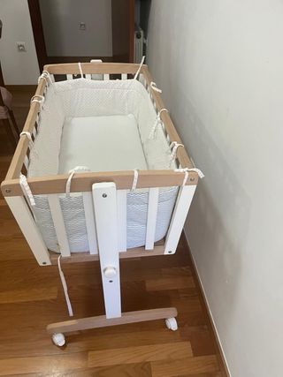 Minicuna madera blanca 52x94cm.