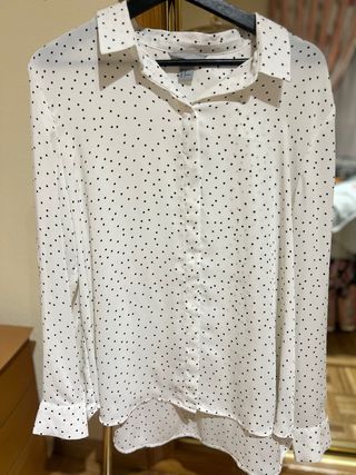 Camisa blanca lunares negros talla 46