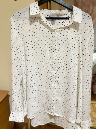 Camisa blanca lunares negros talla 46