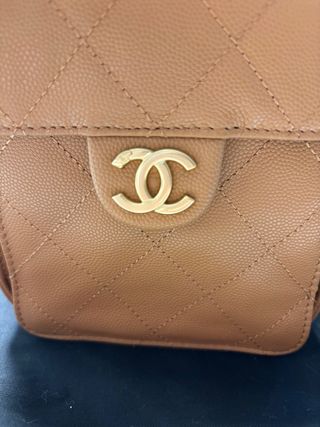 Bolso Camel Piel Granulado Nuevo