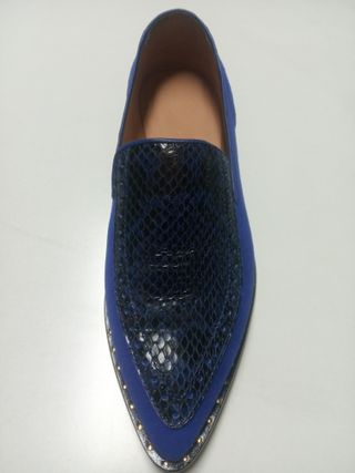 Mocasines azul ante y serpiente talla 37