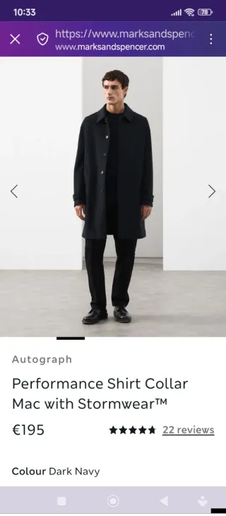 Gabardina Inglesa Hombre XL M&S Autograph NUEVA