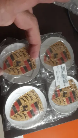 4 Tapas de Rueda Porsche fris plata y oro