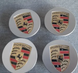 4 Tapas de Rueda Porsche fris plata y oro