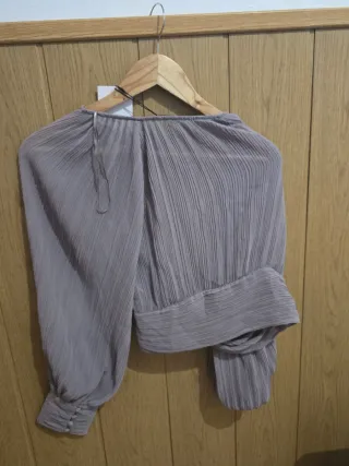 Top Zara Mujer Talla M Gris Con Etiqueta