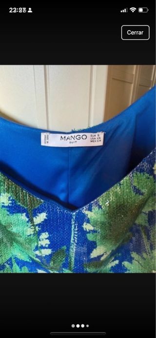 Top lentejuelas Mango azul y verde