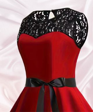 Vestido rojo y negro