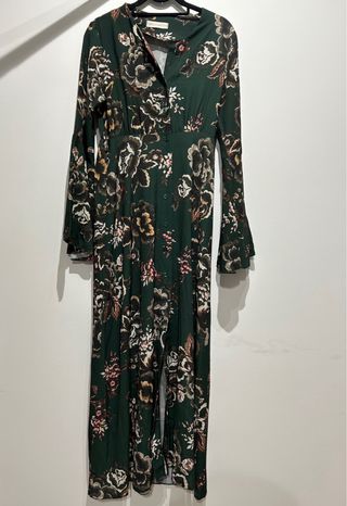 Vestido largo verde estampado floral
