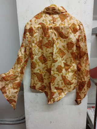 Camicia Seta Indiana Beige Multicolor