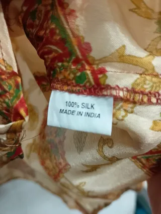 Camicia Seta Indiana Beige Multicolor