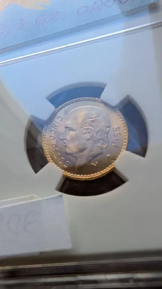 Moneda Oro 5 Pesos Mexicanos 21k 1945