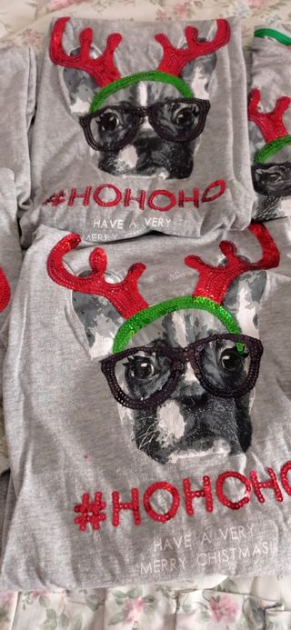Camiseta Navidad Perro con Gafas y Cuernos
