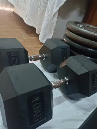 Mancuernas 40kg Hexagonales (Par)