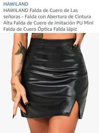 Falda cuero sintético HAWILAND negra