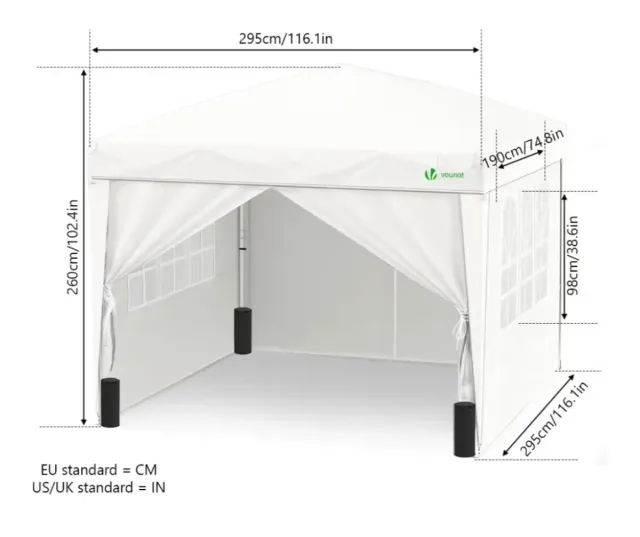 Carpa Gazebo Vounot 3x3m + 4 Paredes