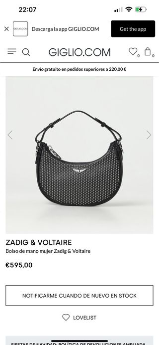 Bolso Zadig & Voltaire negro con tachuelas