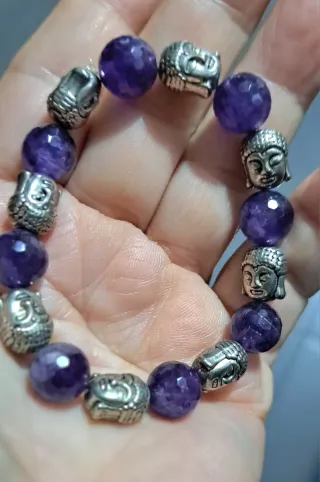 Bracciale Ametista Sfaccettata e Buddha