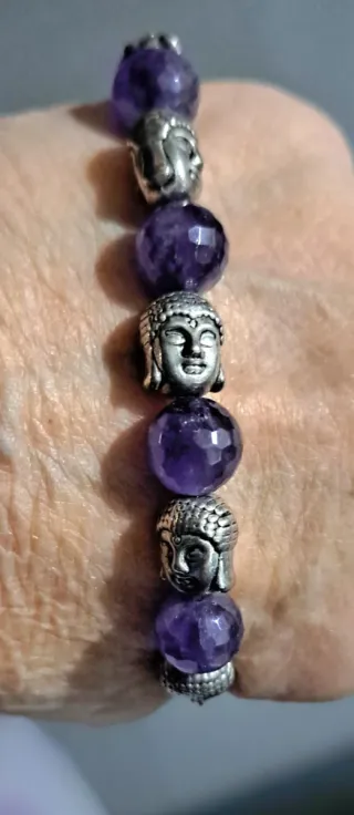 Bracciale Ametista Sfaccettata e Buddha