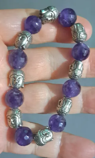 Bracciale Ametista Sfaccettata e Buddha
