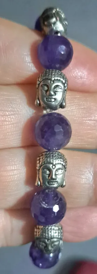 Bracciale Ametista Sfaccettata e Buddha