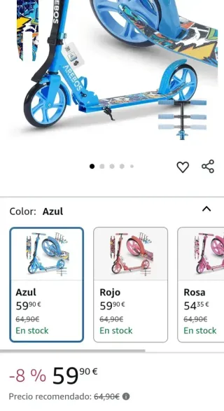 Patinete Arebos City Scooter Azul Plegable