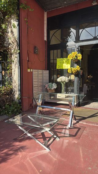 Mesa de comedor cristal y metal