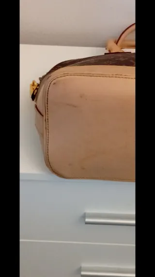 Bolso de Piel Marrón y Beige