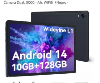 Tablet Android 14 10GB+128GB WiFi6 Negra