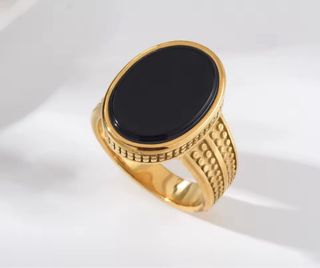 Anillo Titanio Chapado Oro Negro