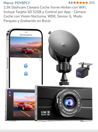 Cámara Coche 2K Quad HD 1440p